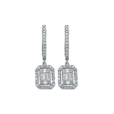 0.78ct Pırlanta Baget Küpe