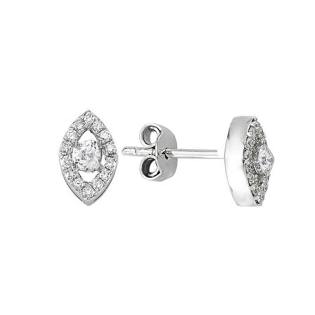 0.26ct Pırlanta Oval Model Tektaş Küpe