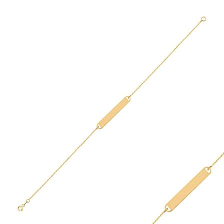 14k Sade Altın Plaka Bar Bileklik