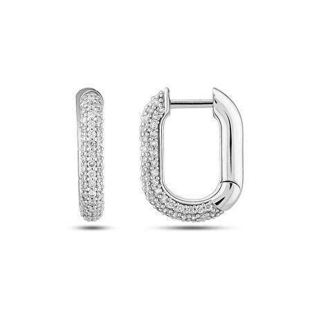 Engingold Pırlantalı Oval Halka Küpe
