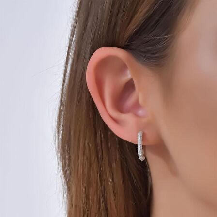 Engingold Pırlantalı Oval Halka Küpe