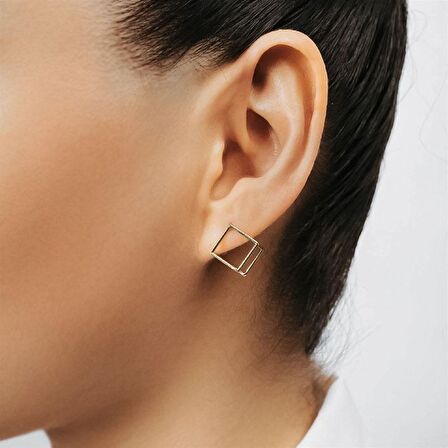 14k Altın Cabaret Geo Küp Küpe