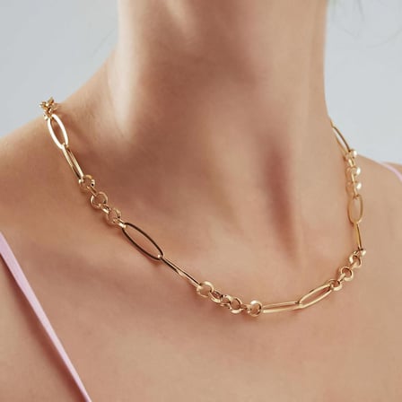 14k Altın Oval Ataş Doçlu Zincir Kolye