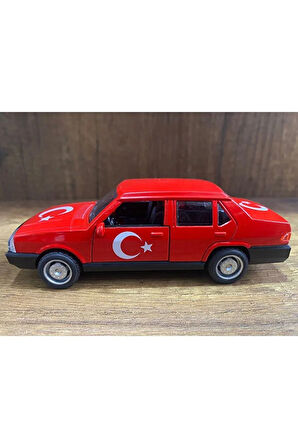Tofaş Şahin 1/32 Ölçek Metal Araba Kırmızı Türk Bayraklı Oyuncak Tofaş Şahin Doğan Araba