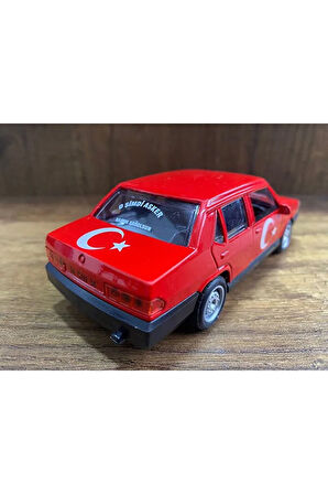 Tofaş Şahin 1/32 Ölçek Metal Araba Kırmızı Türk Bayraklı Oyuncak Tofaş Şahin Doğan Araba