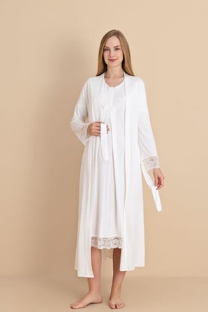 Duchesse  2601 Dantel Kol Hamile  Lohusa Gecelik Sabahlık Tk