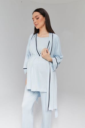 BirolGaye 2030 Mavi Hamile Lohusa 3 Lü Pijama Sabahlık Tk