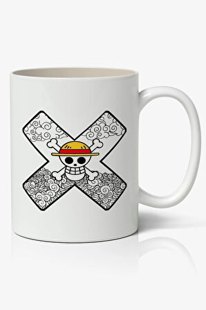 One Piece Logolu Anime Baskılı Beyaz Porselen Kupa Bardak