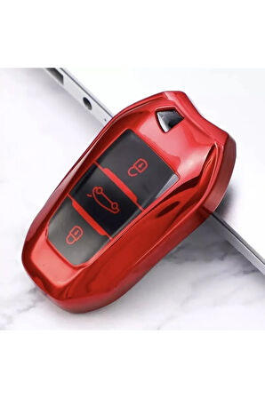 Peugeot 2008 Sustasız Parlak Anahtar Kılıfı Kırmızı Renk