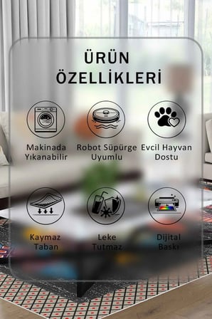 Yıkanabilir Kaymaz Taban Dijital Baskılı Halı ve Yolluk – Leke Tutmaz Salon & Mutfak Halısı