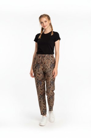 Kadın Bol Paça Beli Lastikli Özel Dikim Renkli Pantolon