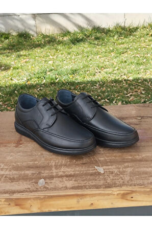 Erkek Kışlık Kundura Hakiki Deri  Kauççuk Taban Otobetik ve Bağcıklı