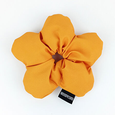 WoodyCord El Yapımı Canlı Turuncu Pofuduk Scrunchie Toka 