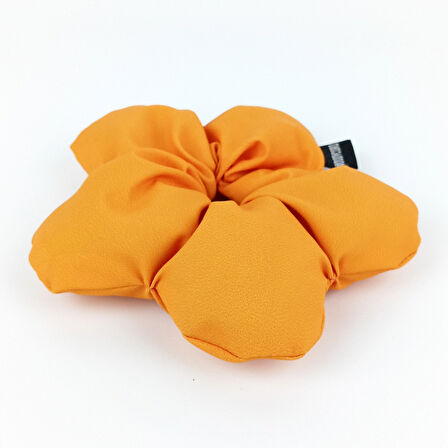 WoodyCord El Yapımı Canlı Turuncu Pofuduk Scrunchie Toka 