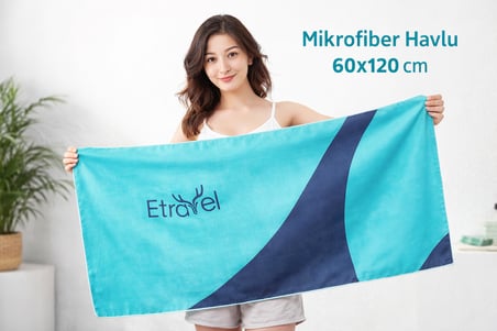 Taşıma Çantalı Mikrofiber Havlu Seyahat& Plaj Havlusu 60x120