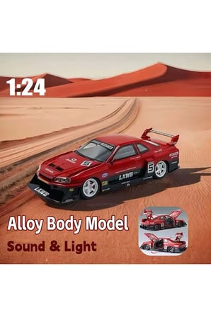 Nissan LB-ER34 Super Silhouette SKYLINE Red/Black Nıssan Skylıne LKWB 1:24 Diecast Araba
