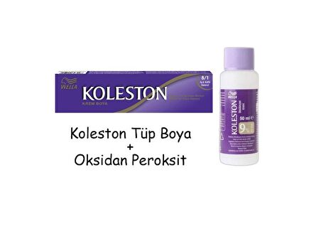 Koleston Tüp Boya 50 ml - 8.0 Açık Kumral + 30 Vol Oksidan Peroksit