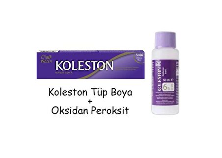 Koleston Tüp Boya 50 ml - 3.66 Patlıcan Moru + 20 Vol Oksidan Peroksit