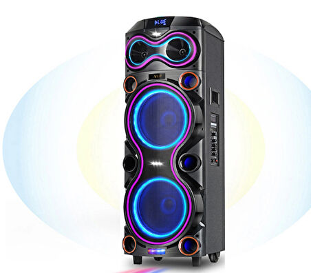 Jt-1230 speaker – 2x12 inç 100w gücünde bluetooth hoparlör - H2C