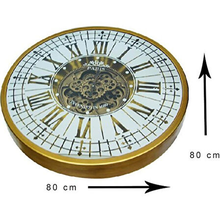 Himarry Yuvarlak Roma Rakamlı Goldoksit Çarklı Metal Duvar Saati