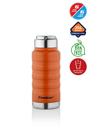 400 ml Turuncu Paslanmaz Çelik Termos – Su, Meşrubat, Çay için | Kamp, Okul, Piknik, Servis & İkram