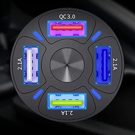 BLUE TEAM QC3.0 4- Port Çıkışlı Çoklu USB Araç Şarjı Şarj Aleti