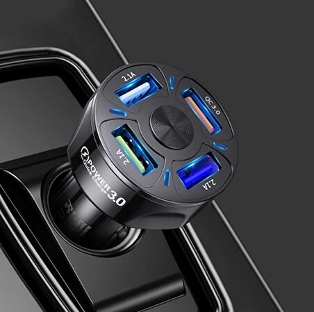 BLUE TEAM QC3.0 4- Port Çıkışlı Çoklu USB Araç Şarjı Şarj Aleti