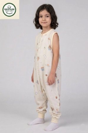 Müslin Geniş Askılı Bebek Çocuk Uyku Tulumu 0.5 Tog %100 Pamuk Natural