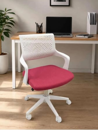 Yenilik Rüzgarı Ergonomik Fileli Ofis Çalışma Koltuğu - Beyaz Çalışma Koltuğu,Pembe Beyaz Ofis Koltuğu