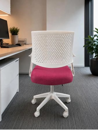 Yenilik Rüzgarı Ergonomik Fileli Ofis Çalışma Koltuğu - Beyaz Çalışma Koltuğu,Pembe Beyaz Ofis Koltuğu