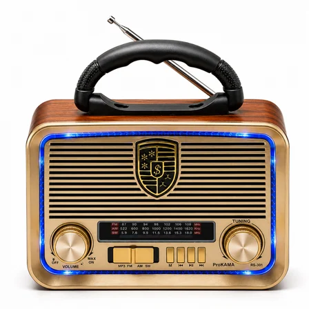 ProKAMA Retro Tasarım Çok Fonksiyonlu Şarj Edilebilir Nostaljik Radyo & MP3 Çalar(yedek pili)