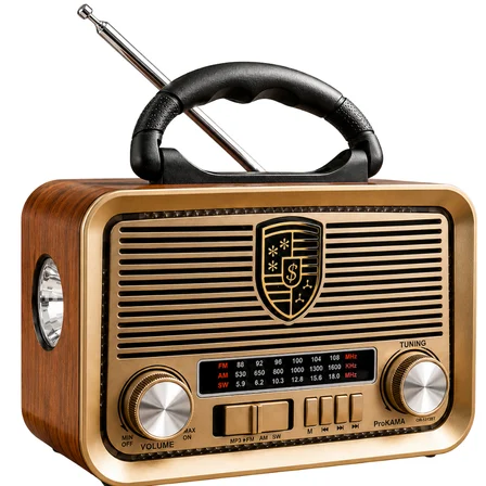 ProKAMA Retro Tasarım Çok Fonksiyonlu Şarj Edilebilir Nostaljik Radyo & MP3 Çalar(yedek pili)