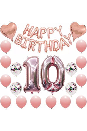 Çıtıpıtıstore Lüks 10 Yaş Happy Bırthday Balon Set