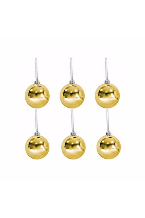 4 Cm Ağaç Süsleme Topları 6lı Altın