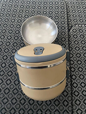 Freshbox 3 Katlı Sızdırmaz Yemek Termosu Sefer Tası 1,8 Lt Kahverengi Özel Seri