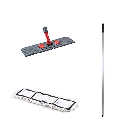 Tablet Palet Nemli Yedek Mop Takımı Seti - 60 Cm. Nemli Mop + Katlanır Aparat + Metal Vidalı Sap