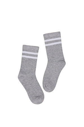 Çocuk Çorap Soket 3 Çift Unisex Beyaz-Siyah-Gri