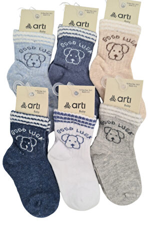 Erkek Bebek Çorap Soket 6 Çift Lacivert-Gri-Beyaz-Kahve-İndigo-Mavi