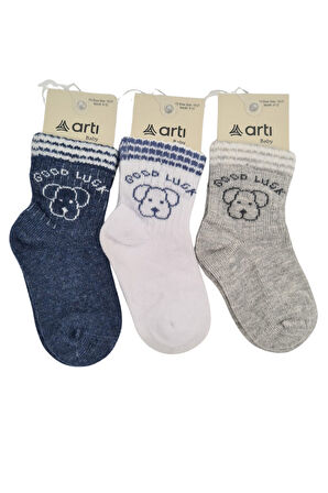 Erkek Bebek Çorap Soket 6 Çift Lacivert-Gri-Beyaz-Kahve-İndigo-Mavi