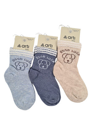 Erkek Bebek Çorap Soket 6 Çift Lacivert-Gri-Beyaz-Kahve-İndigo-Mavi