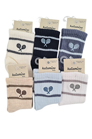 Erkek Bebek Çorap Soket 6 Çift Lacivert-Gri-Beyaz-Kahve-İndigo-Mavi