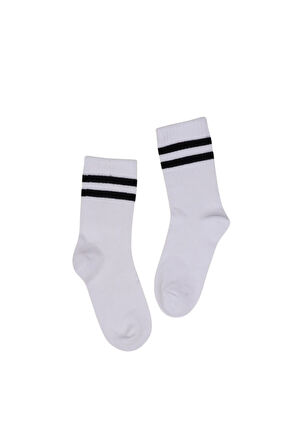 Çocuk Çorap Soket 3 Çift Unisex Beyaz-Siyah-Siyah