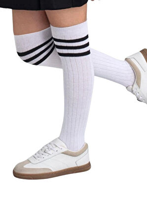 Kız Çocuk Dizaltı Çorap  3 Çift Beyaz-Gri-Siyah