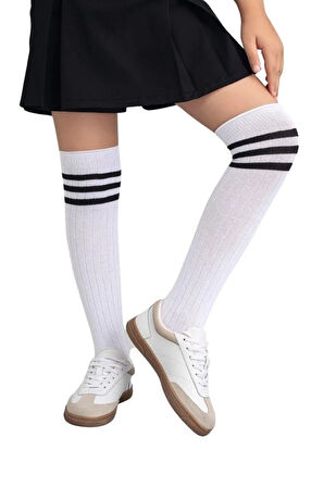 Kız Çocuk Dizaltı Çorap  3 Çift Beyaz-Gri-Siyah