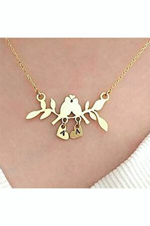 Kadın Dalda Çifte Kuş Model 2 925 Ayar Gümüş Kolye (14 Şubat Sevgililer Günü Hediyesi)