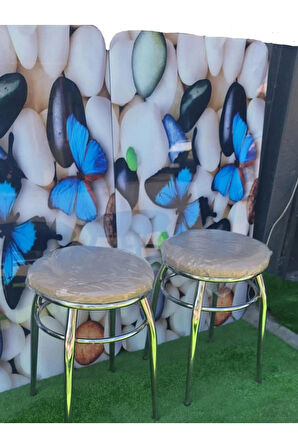 2'li Tabure Krom Ayaklı