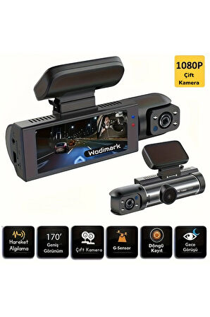 Wodimark Araç İçi Kamera 3.16” Ekran, 170° Geniş Açı, Gece Görüş, G-Sensörlü Dashcam