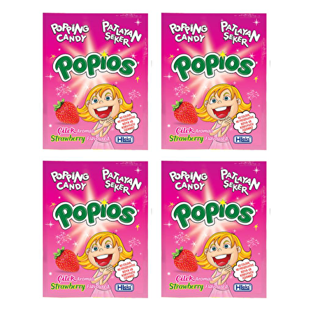 Hleks Patlayan Şeker Papios 40 Adet Çilek 4 Paket