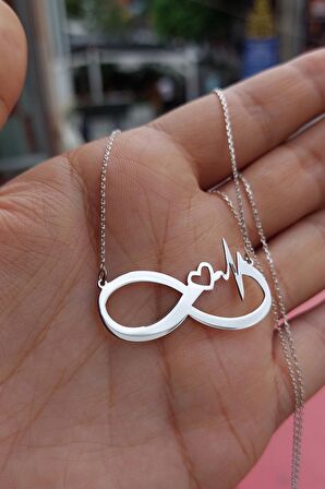 925 Ayar Gümüş Kalpli Sonsuzluk Kolye