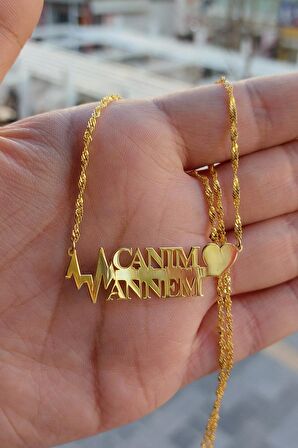 925 Ayar Gümüş 24 Ayar Altın Kaplama Canım Annem Kolye